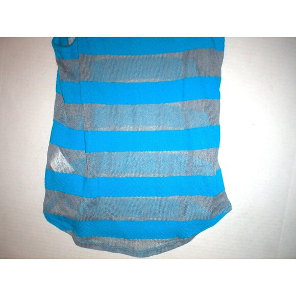 NWT $68 USA New C&C California Peacock Blue Stripe Tank Top Soft S Small Gray - Picture 4 of 5